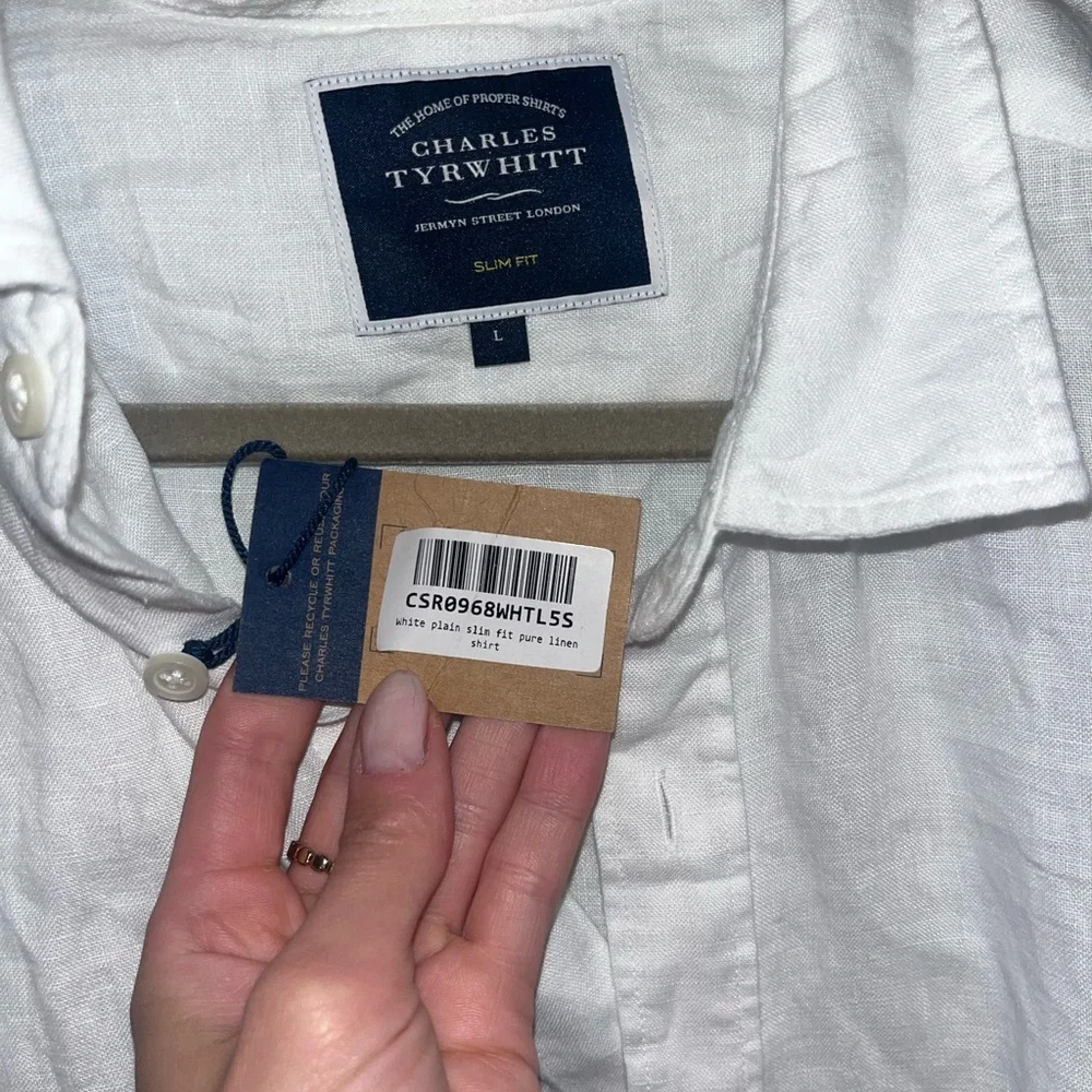 NWT Charles tyrwhitt slim fit pure linen shirt - Picture 2 of 2
